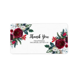 Moderne Burgund Winter Blume Hochzeit Adressaufkleber