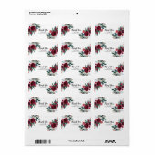 Moderne Burgund Winter Blume Hochzeit Adressaufkleber (Vorne)