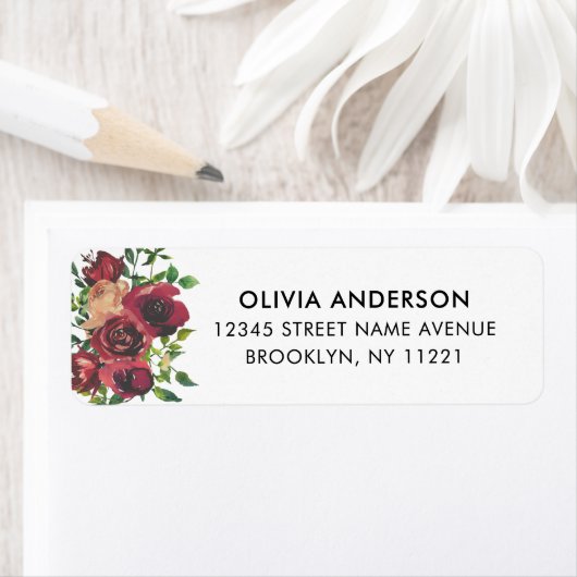 Moderne Burgunder Blumenblätterung Wasserfarben (Insitu)