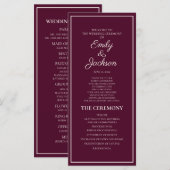 Moderne Burgunder-Cream-Hochzeitsprogramm Programm (Vorne/Hinten)