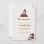 Moderne Burgunder Florale Save-the-Date-Karte  Save The Date (Vorderseite)