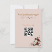 Moderne Burgunder Florale Save-the-Date-Karte  Save The Date (Rückseite)
