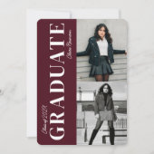 Moderne Burgunder Foto Graduierungspartei Einladung (Vorderseite)