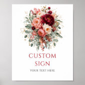 Moderne Burgunder-Gold-Blumen-Herbst-Tischplatte Poster (Vorne)