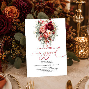 Moderne burgunder-goldene Blumen-Herbst-Hochzeitse Einladung