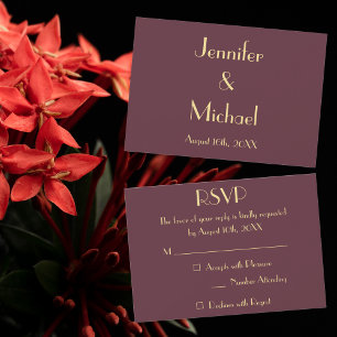 Moderne Burgunder-Goldene Hochzeits-RSVP-Einladung RSVP Karte