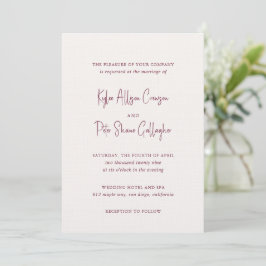 Moderne Burgunder Handschrift Elegante Hochzeit Einladung