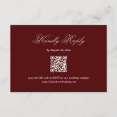 Moderne Burgunder Hochzeits-RSVP-QR-Code Begleitkarte (Vorderseite)
