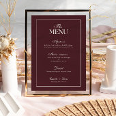 Moderne Burgunder-Hochzeitsmenü Einladung