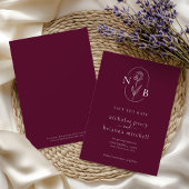 Moderne Burgunder-Hochzeitsmonogramm Minimalistisc Save The Date