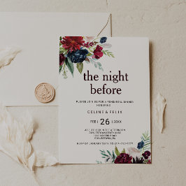 Moderne Burgunder Marine Blush Bloral The Night Be Einladung
