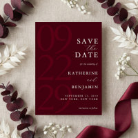 Moderne Burgunder Minimalistische Hochzeit
