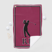 Moderne Burgunder Monogramm Golfhandtuch für Männe (Insitu)