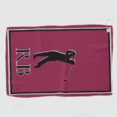 Moderne Burgunder Monogramm Golfhandtuch für Männe (Horizontal)