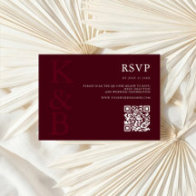 Moderne Burgunder-Monogramm-Minimalist-Hochzeit