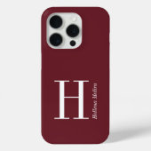 Moderne Burgunder-Monogramm-Name Case-Mate iPhone Hülle (Rückseite)