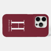 Moderne Burgunder-Monogramm-Name Case-Mate iPhone Hülle (Rückseite (Horizontal))