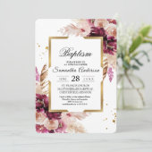 Moderne Burgunder Rosa Blütenfarben, Blütenfarben  Einladung (Stehend Vorderseite)