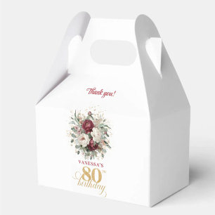 Moderne Burgunder-Rouge 80. Geburtstagsgeschenkbox Geschenkschachtel