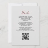 Moderne Burgunder Silber Achat Grau QR Code Hochze Einladung (Rückseite)