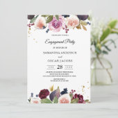 Moderne Burgunder Wasserfarben Blume & Berry Einladung (Stehend Vorderseite)