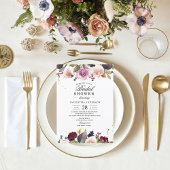 Moderne Burgunder Wasserfarben Blume & Berry Einladung