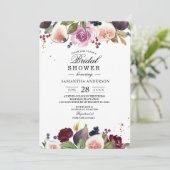 Moderne Burgunder Wasserfarben Blume & Berry Einladung (Stehend Vorderseite)