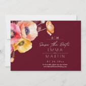 Moderne Burgunder Wasserfarbenpolster Save The Date (Vorderseite)