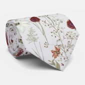Moderne Burgunder-Wildblumen Boho-Floral Krawatte (Gerollt)