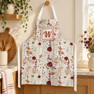 Moderne Burgunder-Wildblumen   Elegante Boho-Blume Schürze