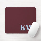 Moderne burgunderblaue Monogramm-Initialen individ Mousepad (Mit Mouse)