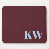 Moderne burgunderblaue Monogramm-Initialen individ Mousepad (Vorne)