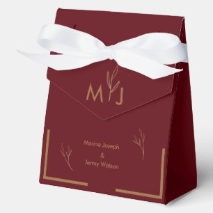 Moderne burgunderrote Minimalistische Monogramm-Ge Geschenkschachtel