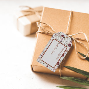 Moderne burgunderrote Wildblumen Elegante Boho-B Geschenkanhänger