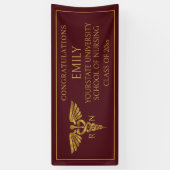 Moderne Burgundi Gold Nursing School RN Abschluss Banner (Vertikal)