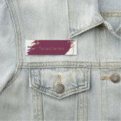 Moderne Burgundi Gold Paint Strokes Namensschild (Beispiel)
