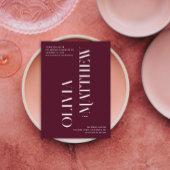 Moderne burgundische Minimalistische Foto Hochzeit Einladung