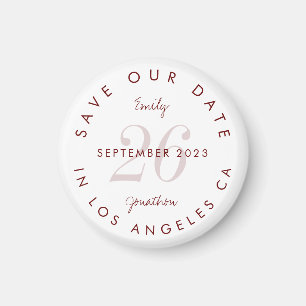 Moderne burgundische Typografie Save the Date Magnet