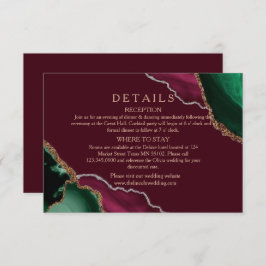 Moderne Burgundy Agate Hochzeitdetails Begleitkarte