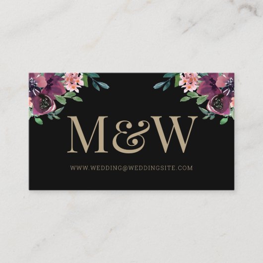 Moderne burgundy Black Monogram Wedding Website Begleitkarte (Vorderseite)