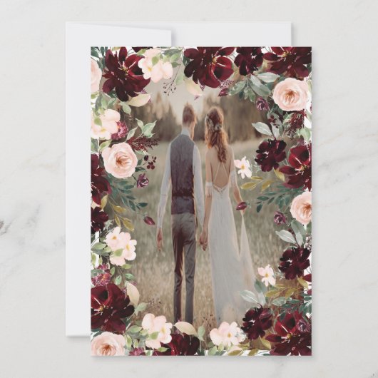 Moderne Burgundy Blue Wedding Einladung Navy Blue (Rückseite)