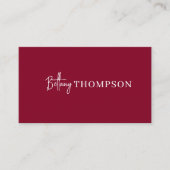 Moderne Burgundy & elegante Script Monogram Chic Visitenkarte (Vorderseite)