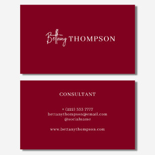 Moderne Burgundy & elegante Script Monogram Chic Visitenkarte