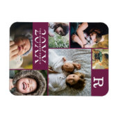Moderne Burgundy-Farbblock-Reihe 6 FotoCollage Magnet (Horizontal)