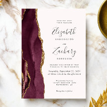 Moderne Burgundy Gold Agate Blush Hochzeit