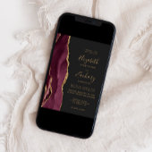 Moderne Burgundy Gold Agate Dark Wedding Einladung