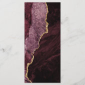 Moderne Burgundy Gold Agate Dark Wedding Menükarte (Rückseite)