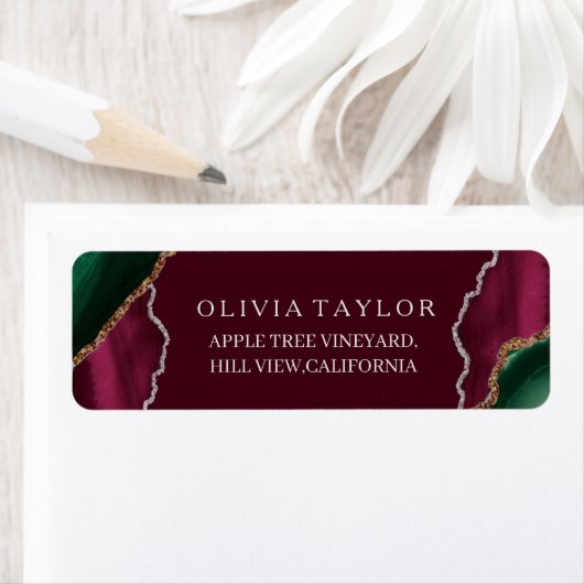 Moderne Burgundy Gold Agate Emerald Green Wedding (Insitu)