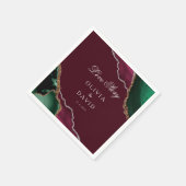 Moderne Burgundy Gold Agate Emerald Green Wedding Serviette (Ecke)