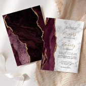 Moderne Burgundy Gold Agate Marble Wedding Einladung